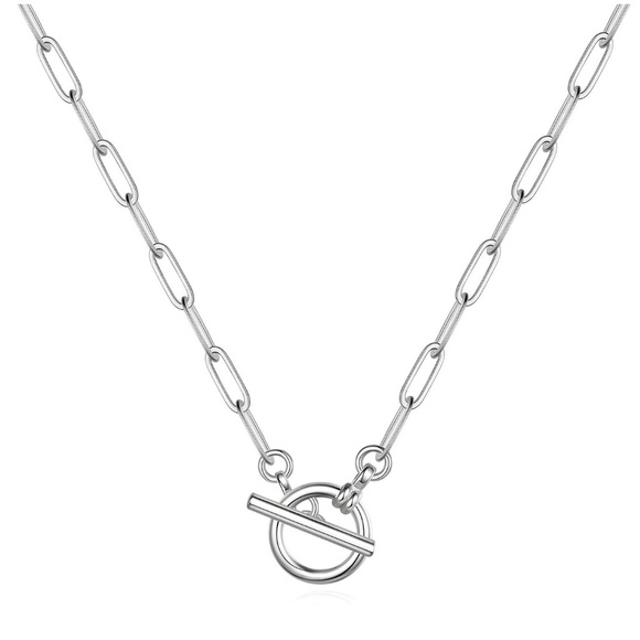 Paper clip toggle STAINLESS STEEL NECKLACE - Picture 1 of 1